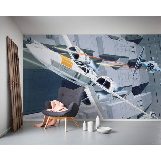 Fotobehang - Star Wars Classic RMQ X-Wing vs TIE-Fighter 500x250cm - Vliesbehang