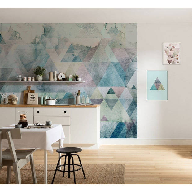 Fotobehang - Triangles Blue 400x250cm - Vliesbehang