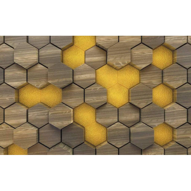 Fotobehang - Woodcomb Olive 400x250cm - Vliesbehang