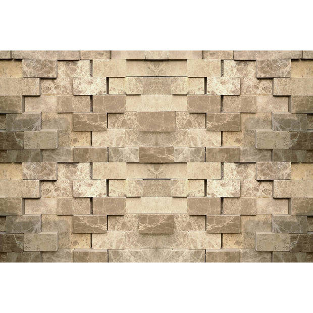 Fotobehang - 3D Stone Wall 384x260cm - Vliesbehang