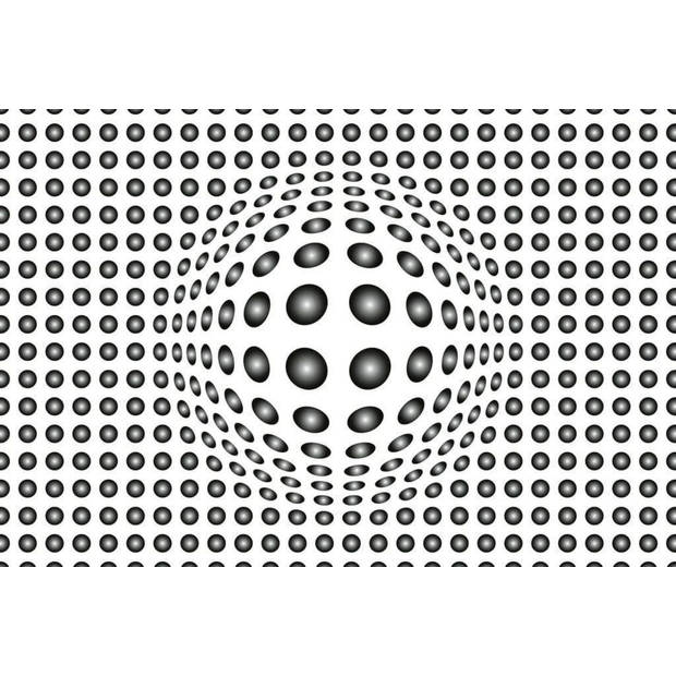Fotobehang - Dots Black and White 384x260cm - Vliesbehang