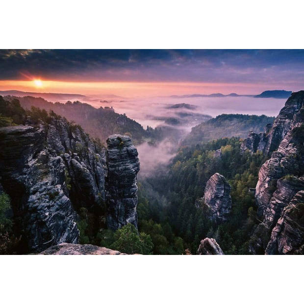 Fotobehang - Sunrise on the Rocks 384x260cm - Vliesbehang