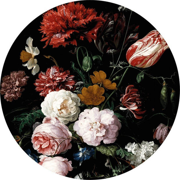 Fotobehang - Vase of Flowers 140x140cm rond - Vliesbehang