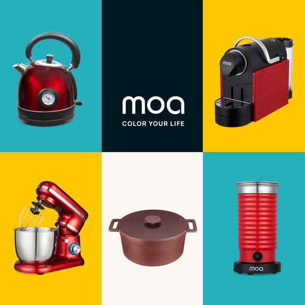 MOA Keukenmachine - Keukenrobot - Mixer met Garde, Deeghaak, Menghaak - 1000Watt - Rood