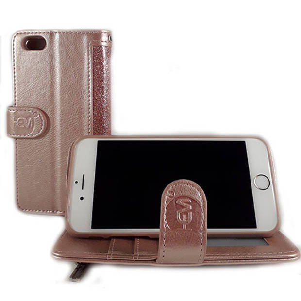 HEM Apple iPhone 12 Mini - Magic Glitter Rose Gold - Leren Rits Portemonnee Telefoonhoesje