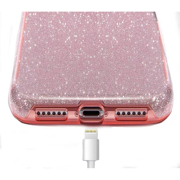 HEM Apple iPhone 12 / 12 Pro Glitter Roze Siliconen Gel TPU / Back Cover / Hoesje iPhone 12 / 12 Pro