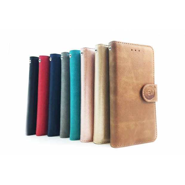 Apple iPhone 12 Mini - Pure Turquoise Leren Portemonnee Hoesje - Lederen Wallet Case TPU meegekleurde binnenkant- Book