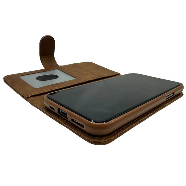 Apple iPhone 12 Pro Max - Bronzed Brown Leren Rits Portemonnee Hoesje - Lederen Wallet Case TPU meegekleurde binnenkant-