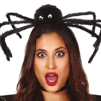 Halloween diadeem - grote spin - one size - zwart - meisjes/dames - Verkleedhoofddeksels