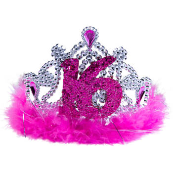 Folat tiara Sweet Sixteen meisjes roze one-size