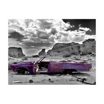 Fotobehang - Retro Auto op de Colorado Desert 400x309cm - Vliesbehang