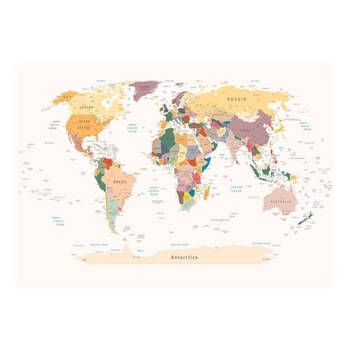 Fotobehang - World Map 250x175cm - Vliesbehang