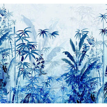 Fotobehang - Blue Jungle 300x280cm - Vliesbehang