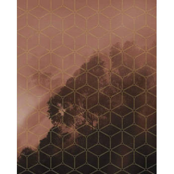 Fotobehang - Golden Grid 200x250cm - Vliesbehang