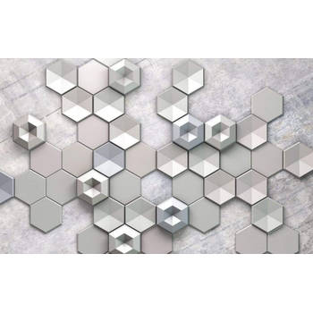 Fotobehang - Hexagon Concrete 400x250cm - Vliesbehang
