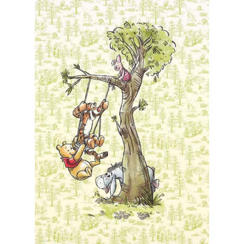 Fotobehang - Winnie Pooh in the wood 200x280cm - Vliesbehang