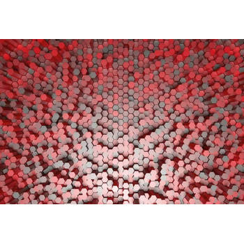 Fotobehang - 3D Pentagons Red 384x260cm - Vliesbehang