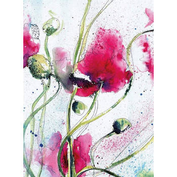 Fotobehang - Poppies Watercolour 192x260cm - Vliesbehang