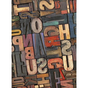 Fotobehang - Vintage Letters 192x260cm - Vliesbehang