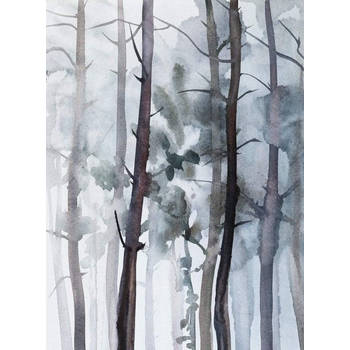 Fotobehang - Watercolour Forest 192x260cm - Vliesbehang