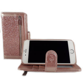 HEM Apple iPhone 12 Pro Max - Magic Glitter Rose Gold - Leren Rits Portemonnee Telefoonhoesje