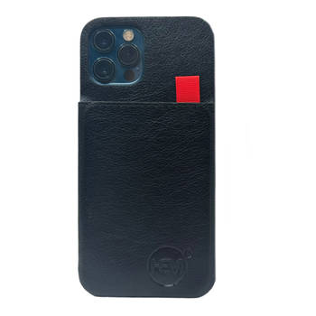 HEM Luxe Lederen Back Cover - Geschikt voor iPhone 12 Mini - Zwart - Telefoonhoesje / Achterkant voor 3 pasjes