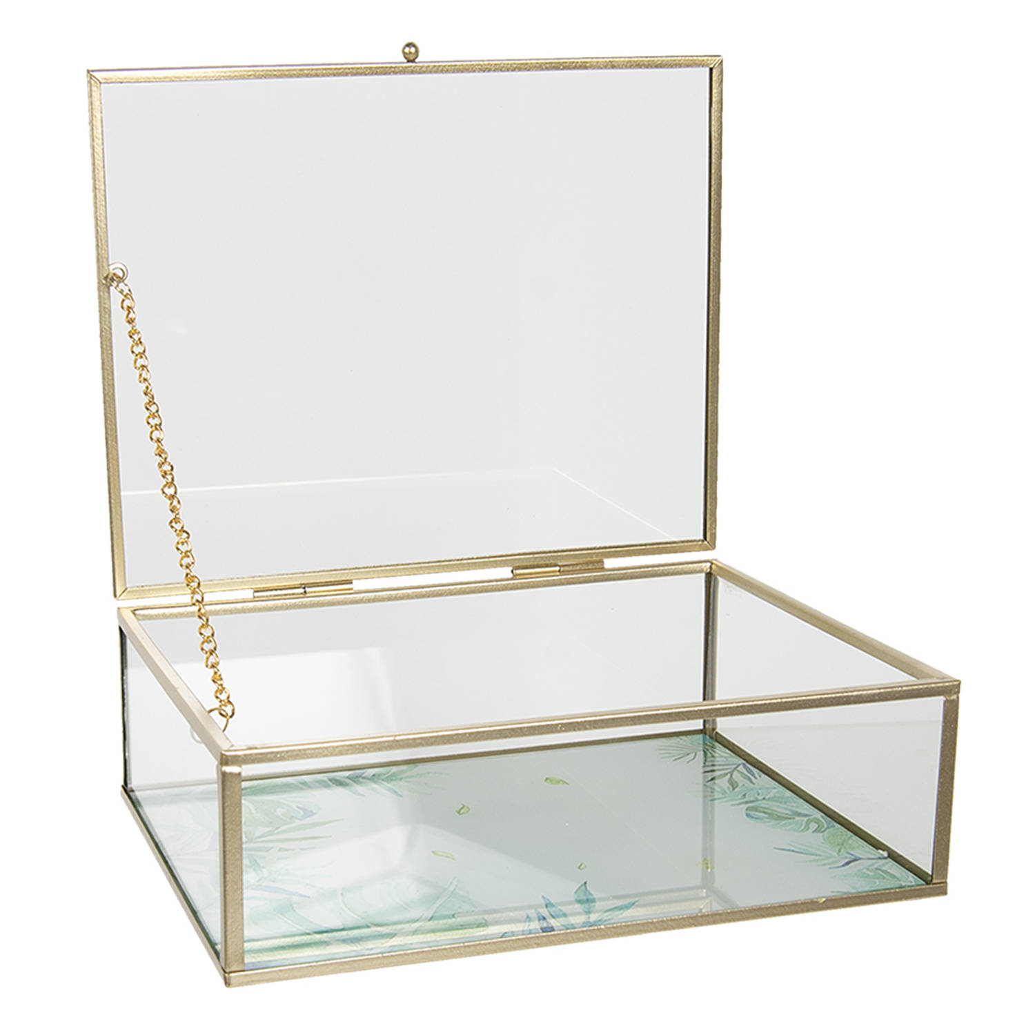 Sympton andere Matig Clayre & Eef Sieradendoos 25*17*8 cm Transparant Glas Rechthoek Blaadjes  Juwelendoos Sieradenbox Sieradenkist | Blokker
