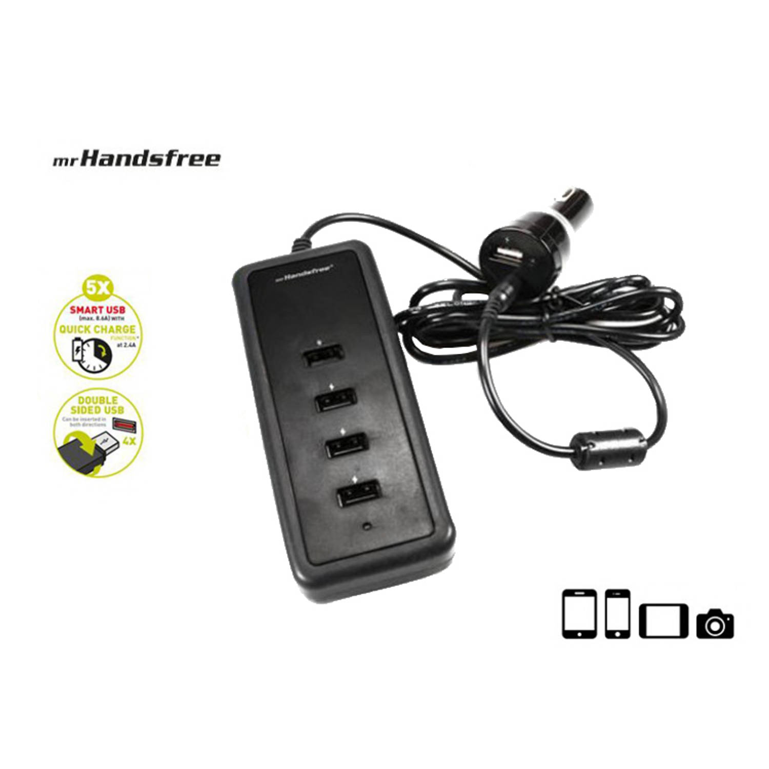 Mr Handsfree 5USB smart car charger 8.6A black