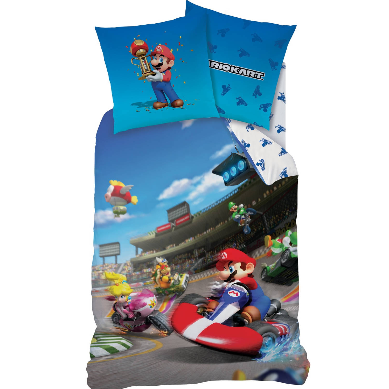 Super Mario Mario Kart Winner - Dekbedovertrek - Eenpersoons - 140 X 200 Cm - Multi