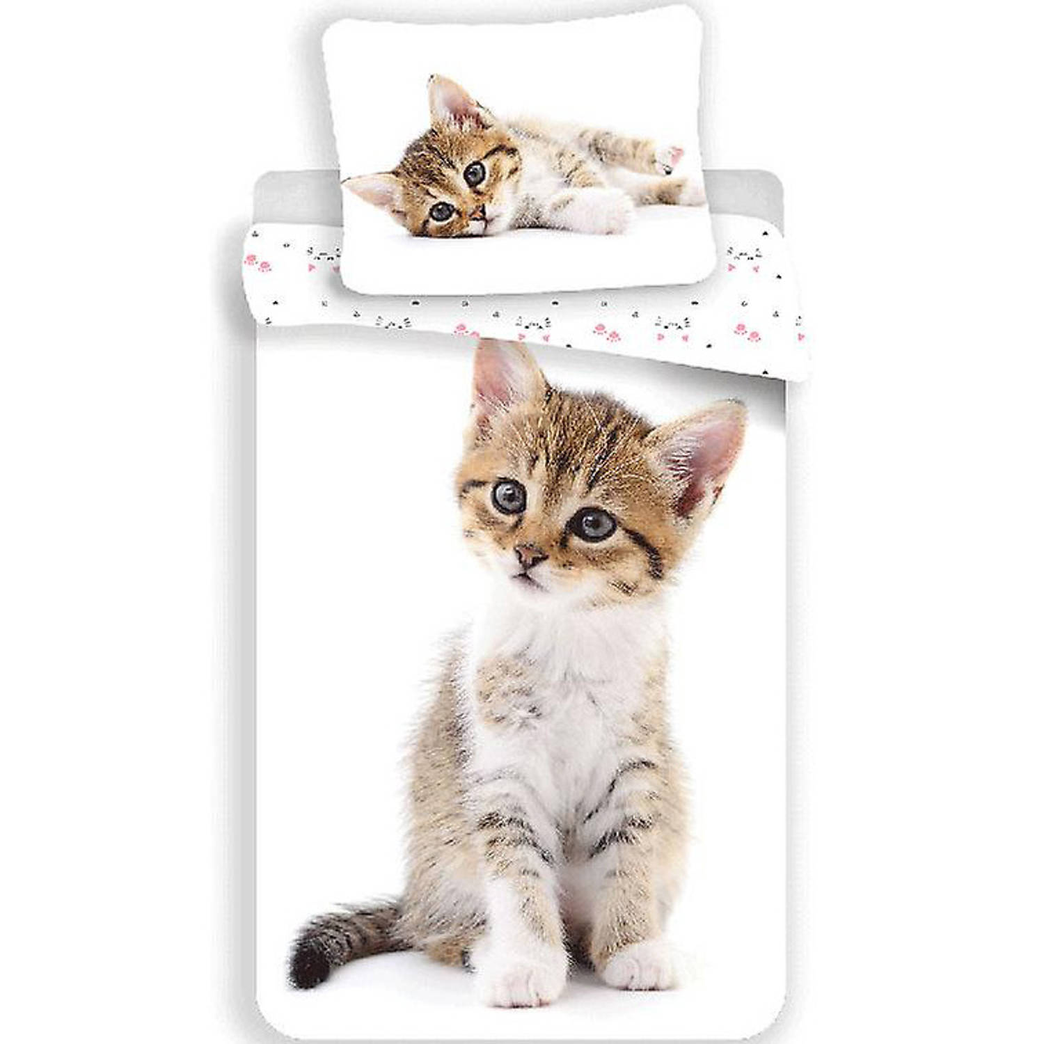 Animal Pictures Kitten Dekbedovertrek - Eenpersoons - 140 x 200 cm - Wit
