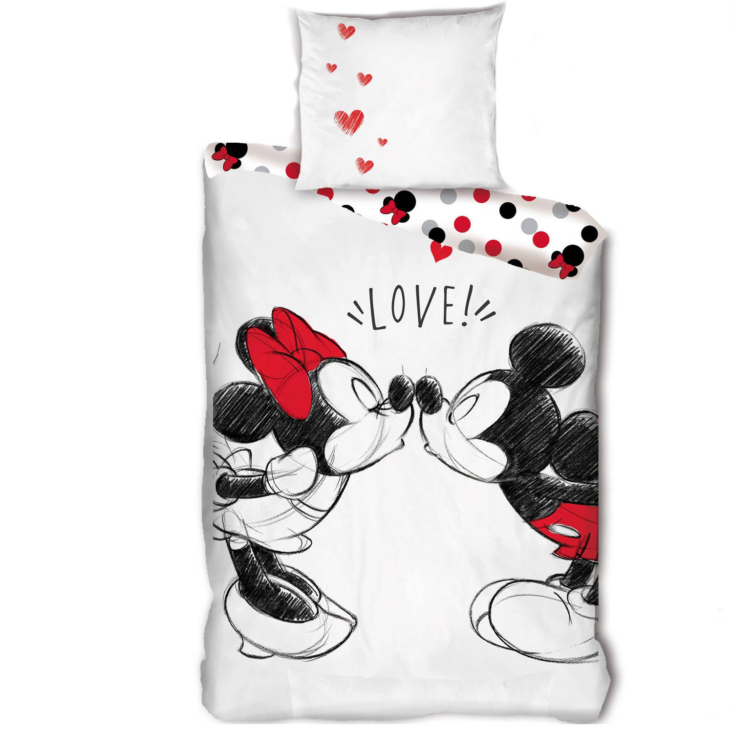 Disney Minnie Mouse Dekbedovertrek Love - Eenpersoons - 140 X 200 Cm - Wit