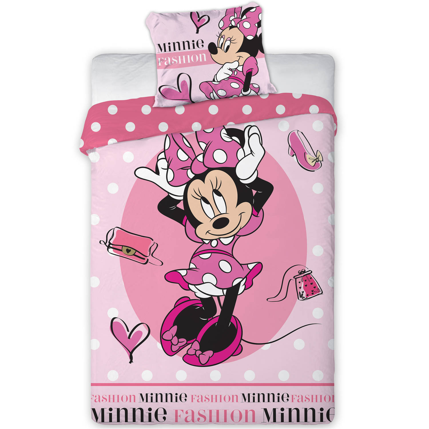 Disney Minnie Mouse Dekbedovertrek Fashion - Eenpersoons - 140 X 200 Cm - Katoen