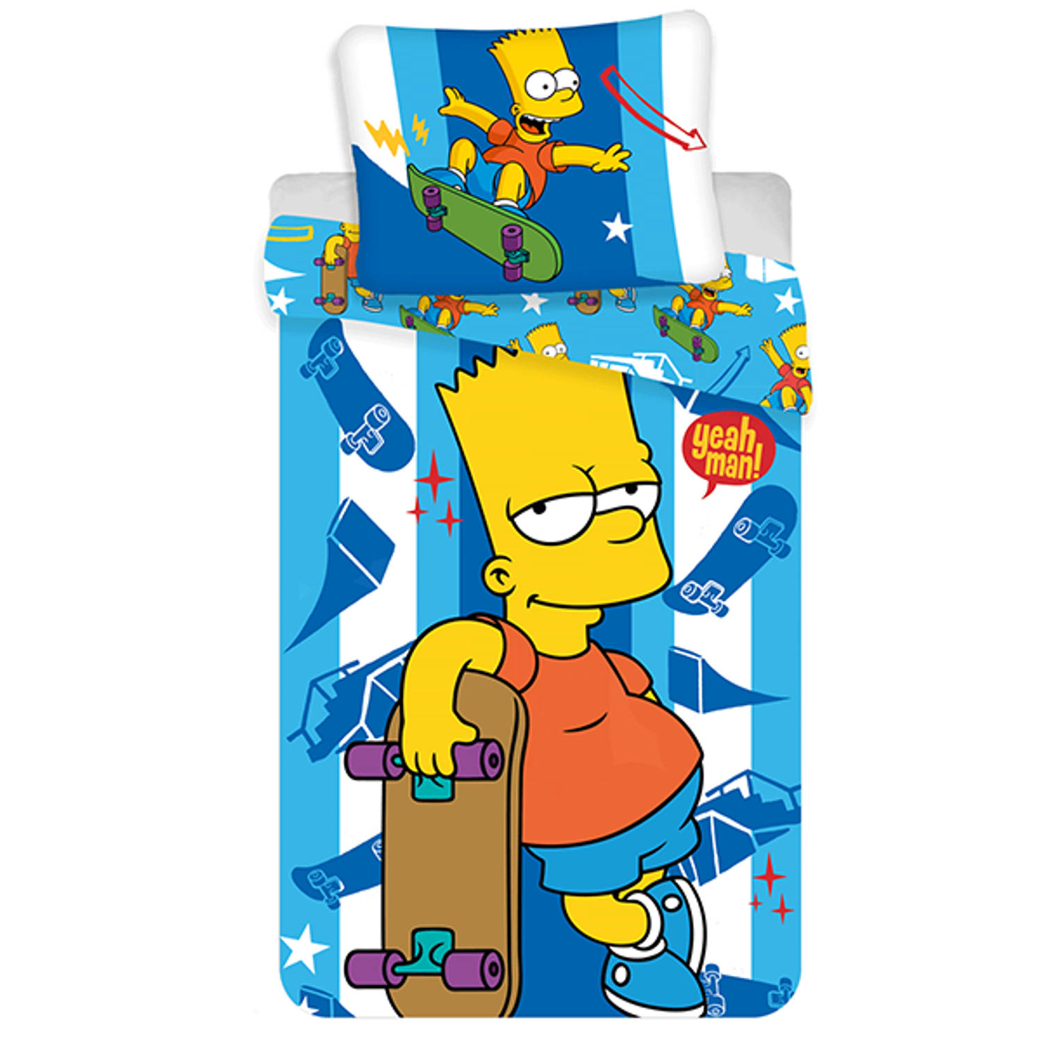 The Simpsons Dekbedovertrek Bart Skater - Eenpersoons - 140 X 200 Cm - Katoen