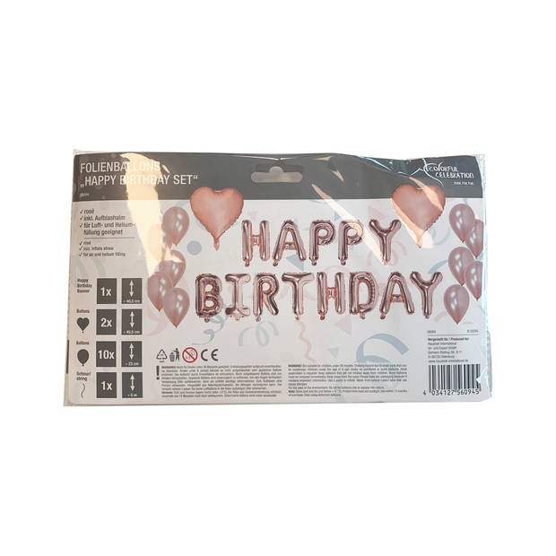Happy Birthday mega pack - Roségoude ballonnen