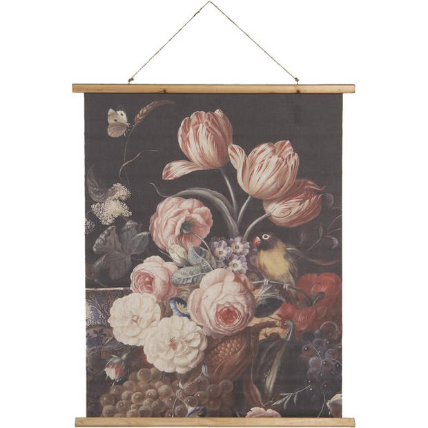 Clayre & Eef Multi Wandkaart met bloemen 80*2*100 cm 5WK0037