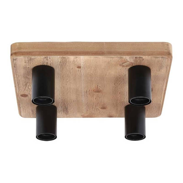 Freelight Plafondlamp Lenero 4 Lichts 40 x 40 cm hout zwart