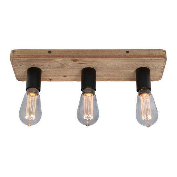 Freelight Plafondlamp Lenero 3 Lichts L 50 cm hout zwart