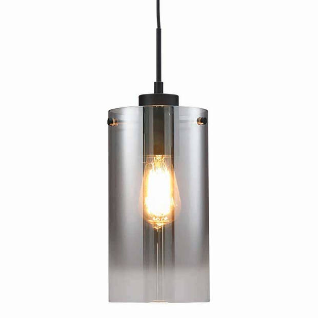 Freelight Hanglamp Ventotto 4 lichts L 120 cm rook glas zwart