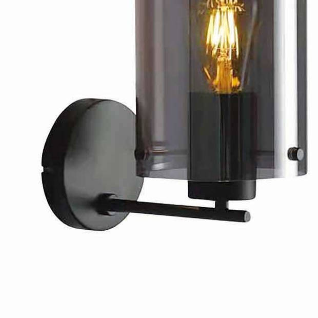 Freelight Wandlamp Ventotto H 33 cm rook glas zwart