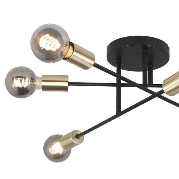 Highlight Plafondlamp Sticks 6 lichts Ø 70 cm goud zwart