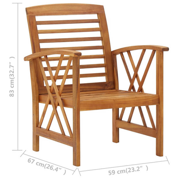 vidaXL 5-delige Loungeset massief acaciahout