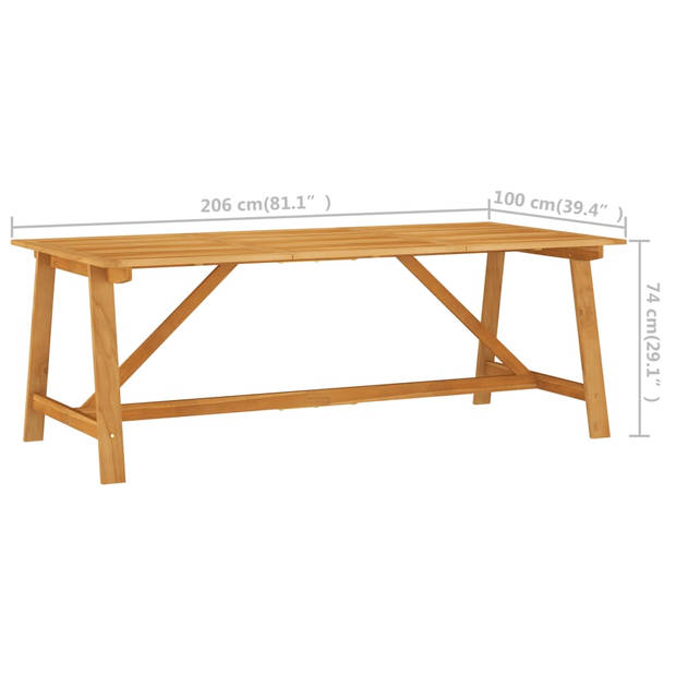 vidaXL Tuintafel 206x100x74 cm massief acaciahout