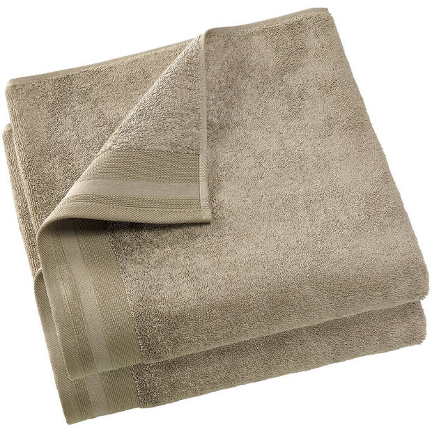 De Witte Lietaer badhanddoek Contessa 70 x 140 cm taupe 2 stuks