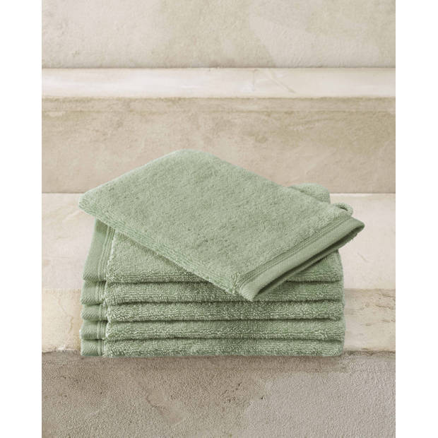 De Witte Lietaer washandjes Contessa 16 x 22 cm seagreen 6 stuks