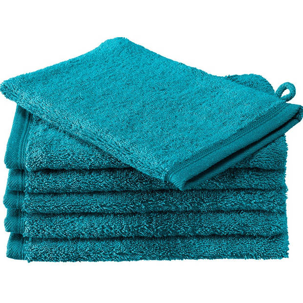 De Witte Lietaer washandjes Contessa 16 x 22 cm lagoonblue 6 stuks