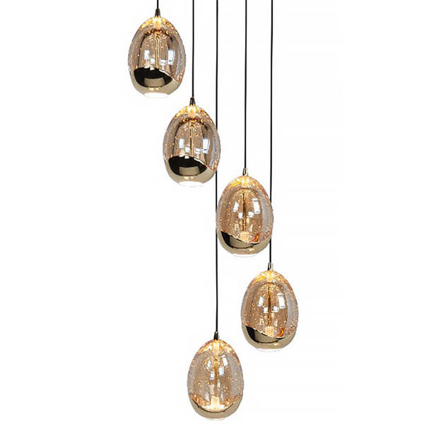 Highlight Hanglamp Golden Egg 5 lichts Ø 30 cm amber-zwart
