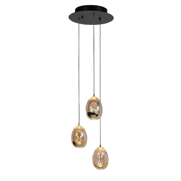 Highlight Hanglamp Golden Egg 3 lichts Ø 25 cm amber-zwart