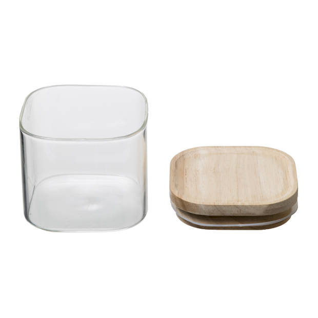 4goodz set 4st voorraadpotten glas met houten deksel 0.5 en 1 ltr