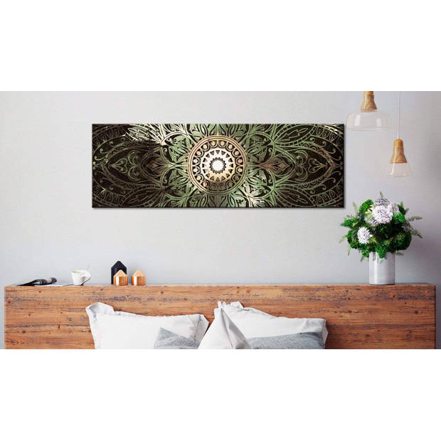 Canvas Schilderij Emerald Mandala 150x50cm