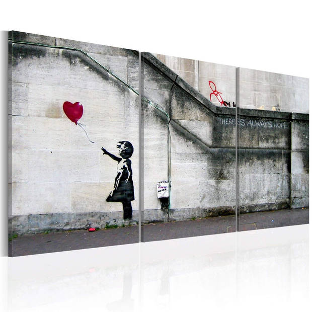 Canvas Schilderij Er is altijd hoop Banksy 3-luik 60x30cm